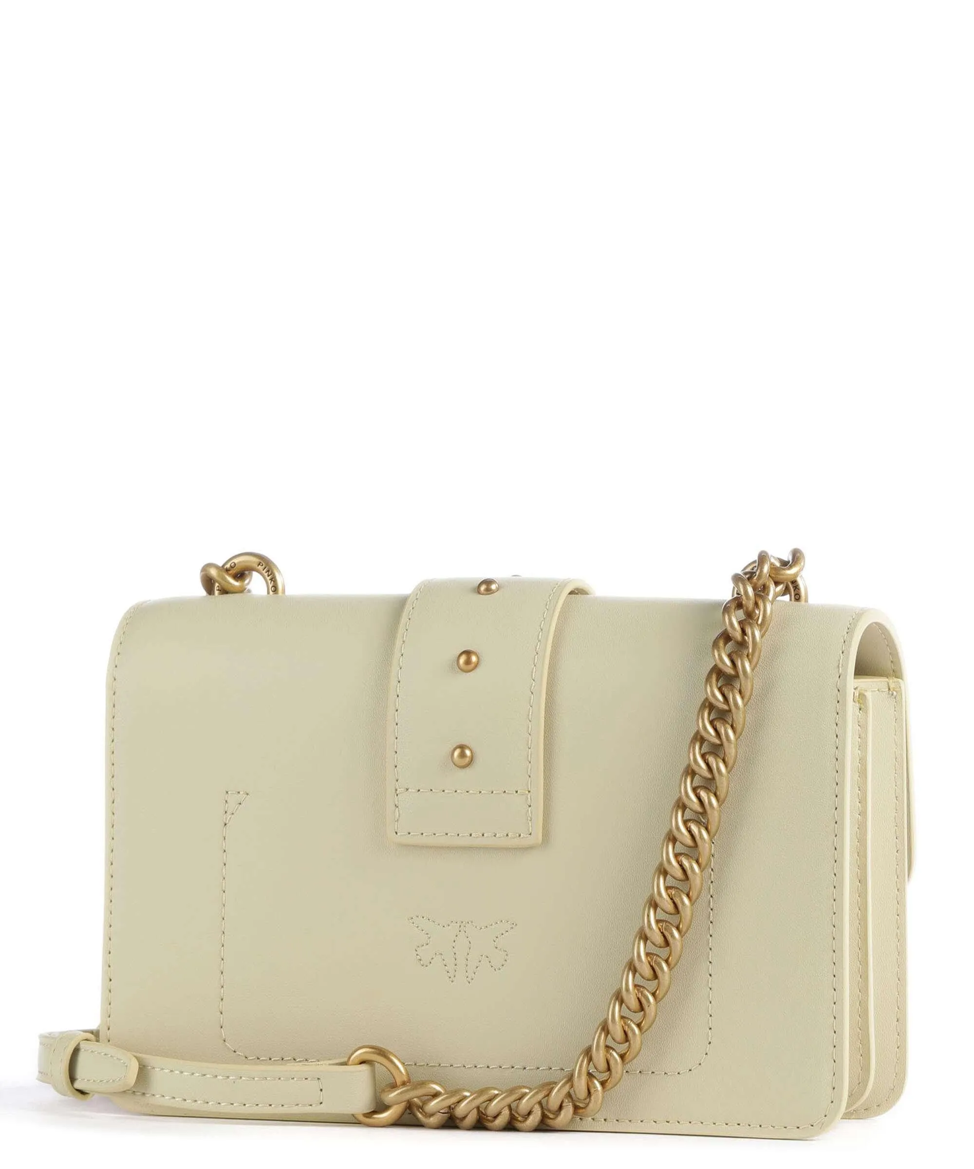  Pinko Love One Mini Borsa a tracolla pelle di vitello finemente grana giallo vaniglia  