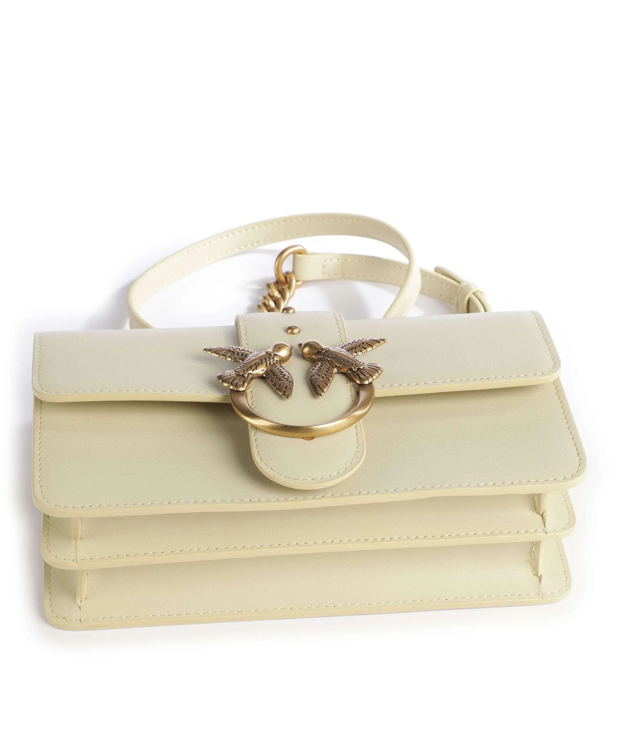  Pinko Love One Mini Borsa a tracolla pelle di vitello finemente grana giallo vaniglia  