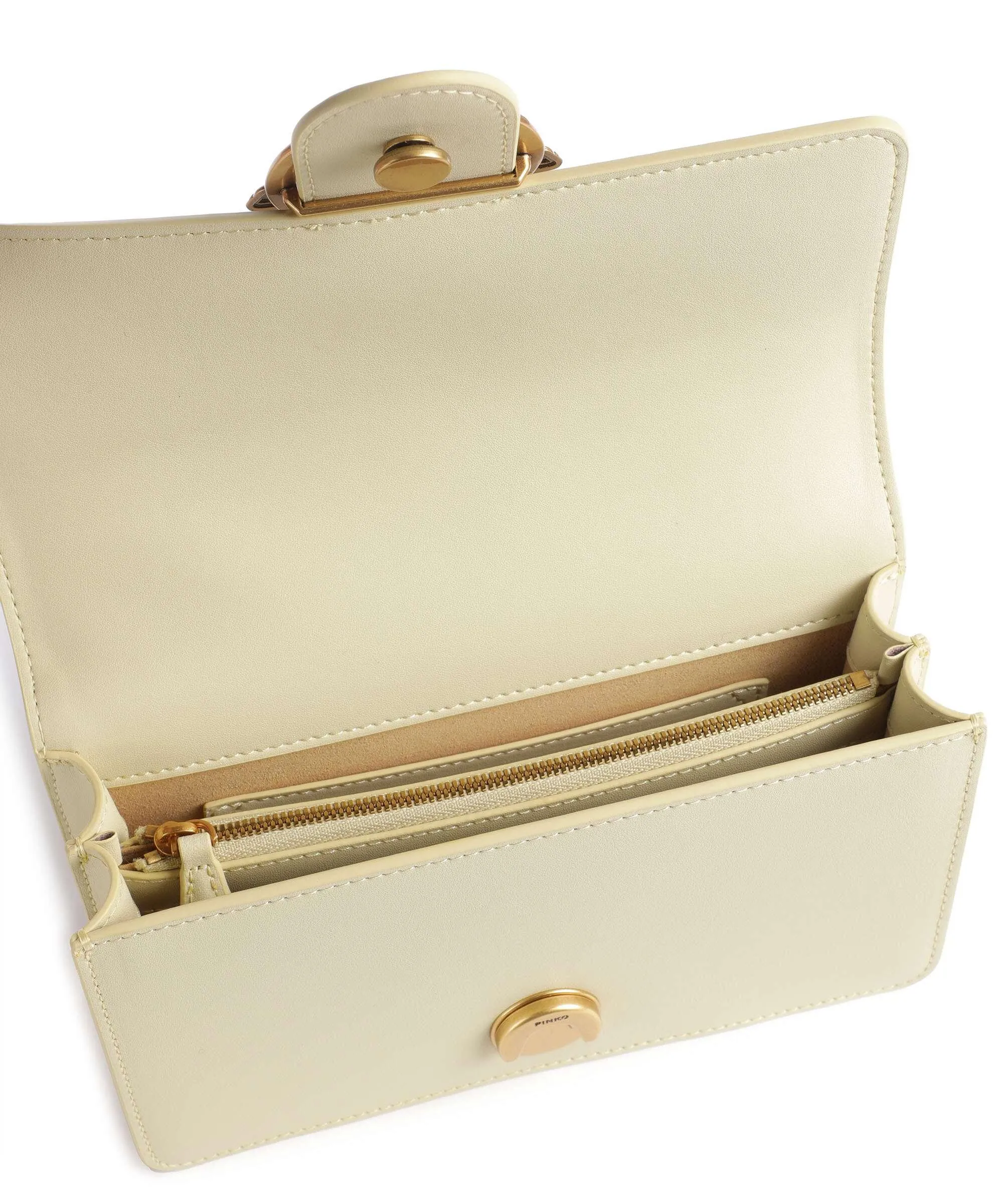  Pinko Love One Mini Borsa a tracolla pelle di vitello finemente grana giallo vaniglia  