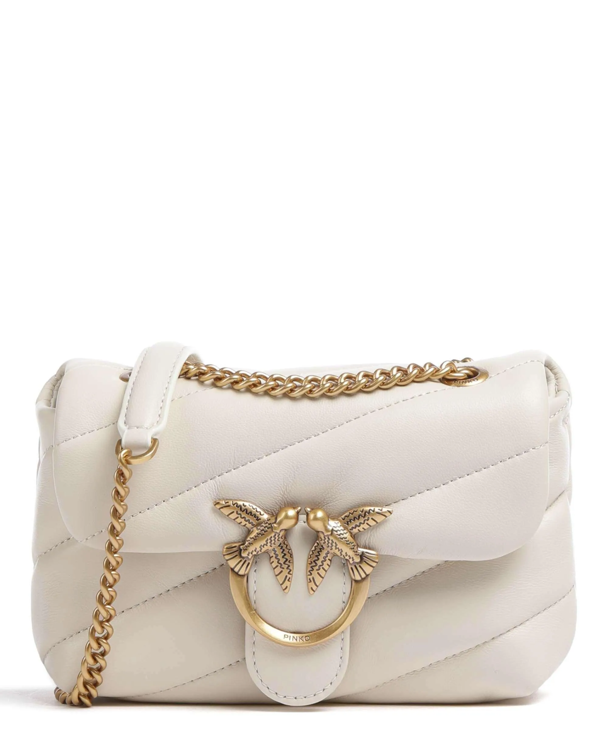  Pinko Love Puff Baby Borsa a spalla pelle di pecora avorio  