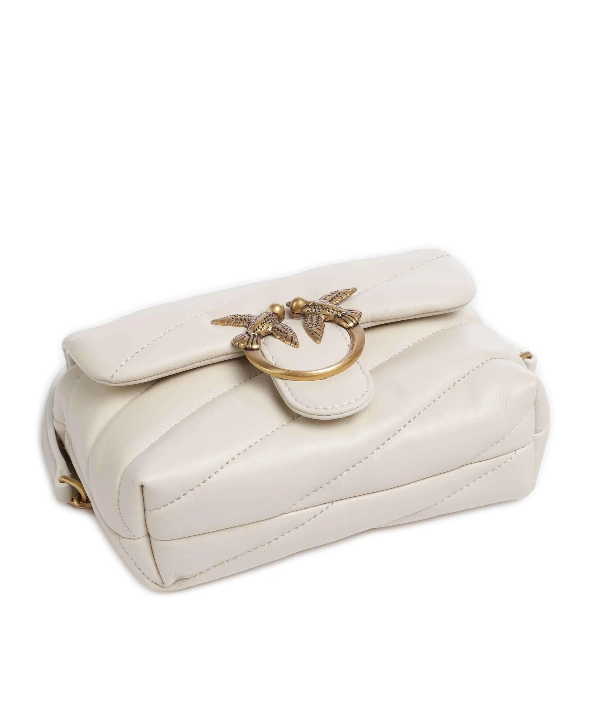  Pinko Love Puff Baby Borsa a spalla pelle di pecora avorio  
