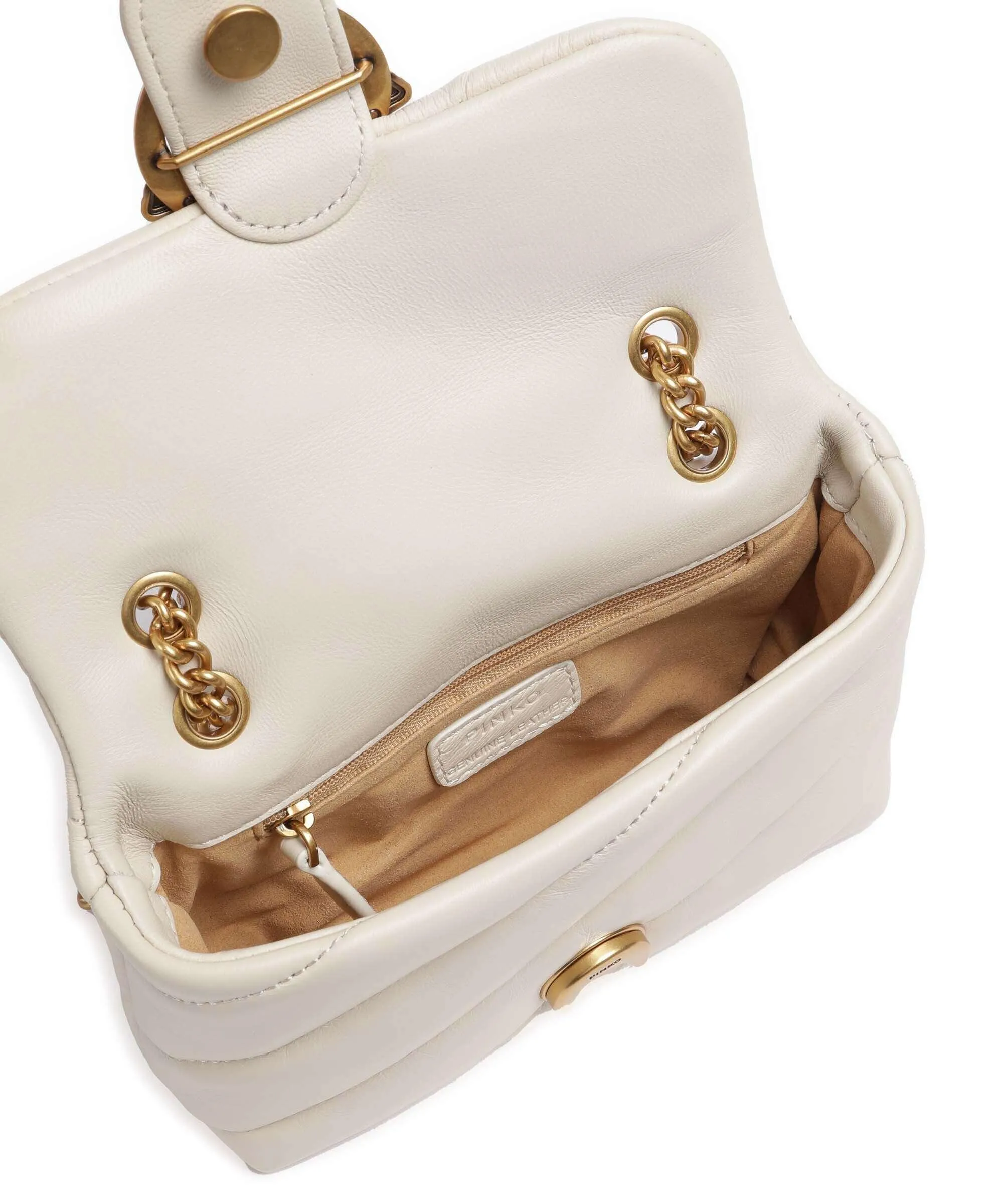  Pinko Love Puff Baby Borsa a spalla pelle di pecora avorio  