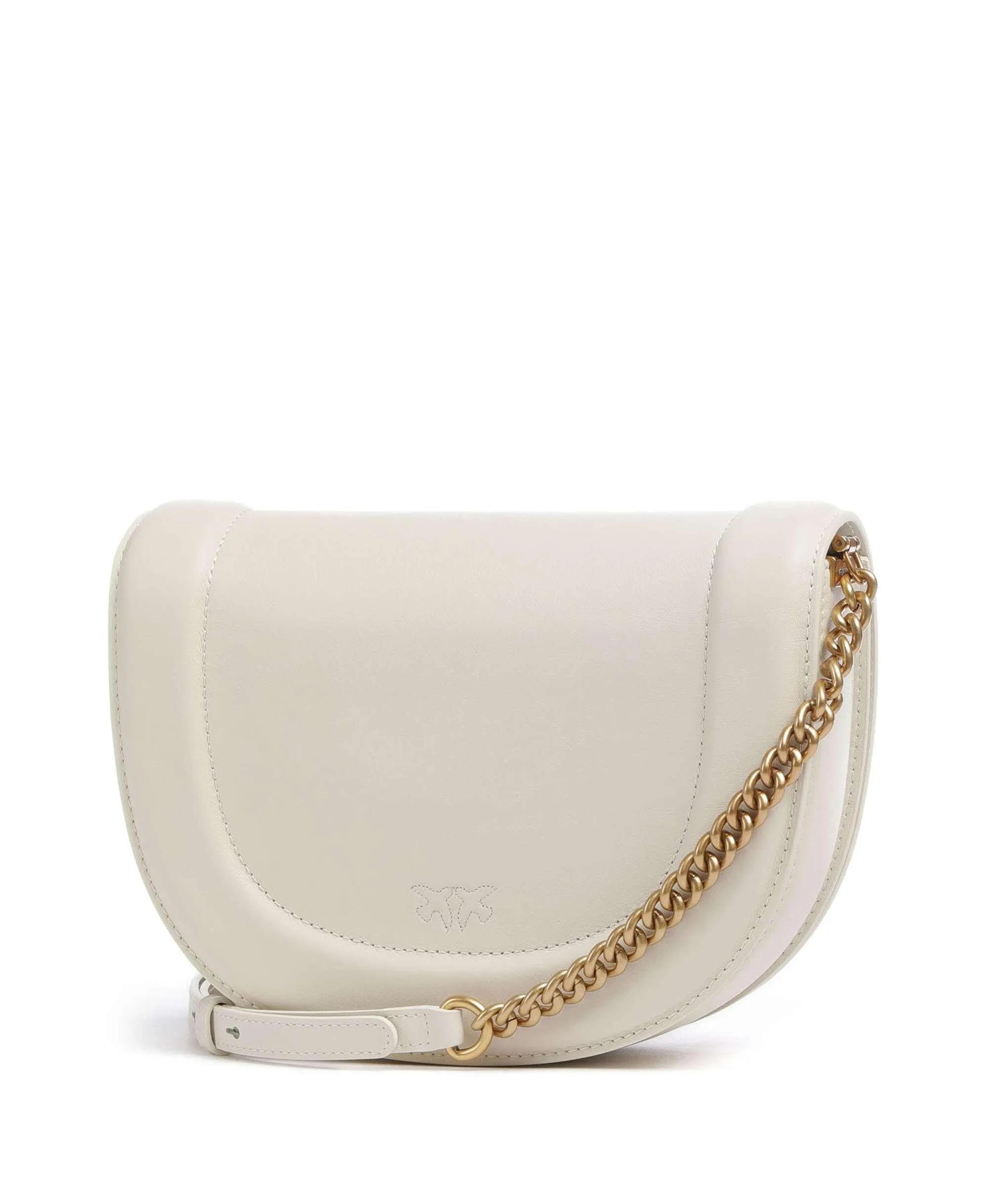  Pinko Love Round Click Classic Borsa a tracolla pelle di vacchetta finemente grana avorio  