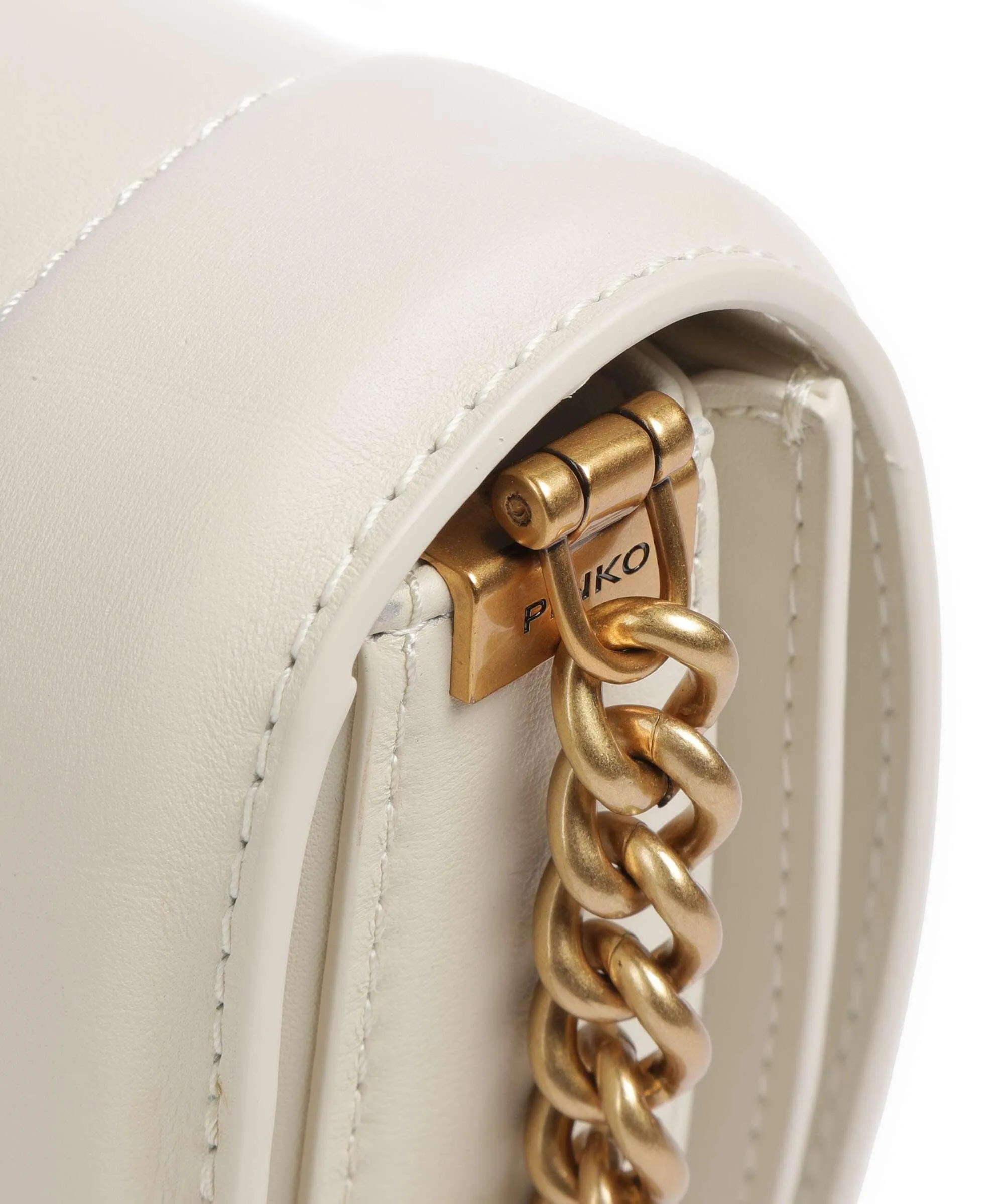  Pinko Love Round Click Classic Borsa a tracolla pelle di vacchetta finemente grana avorio  