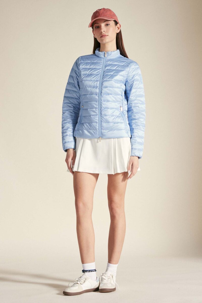 POLA LONG – Piumino azzurro pastello full zip
