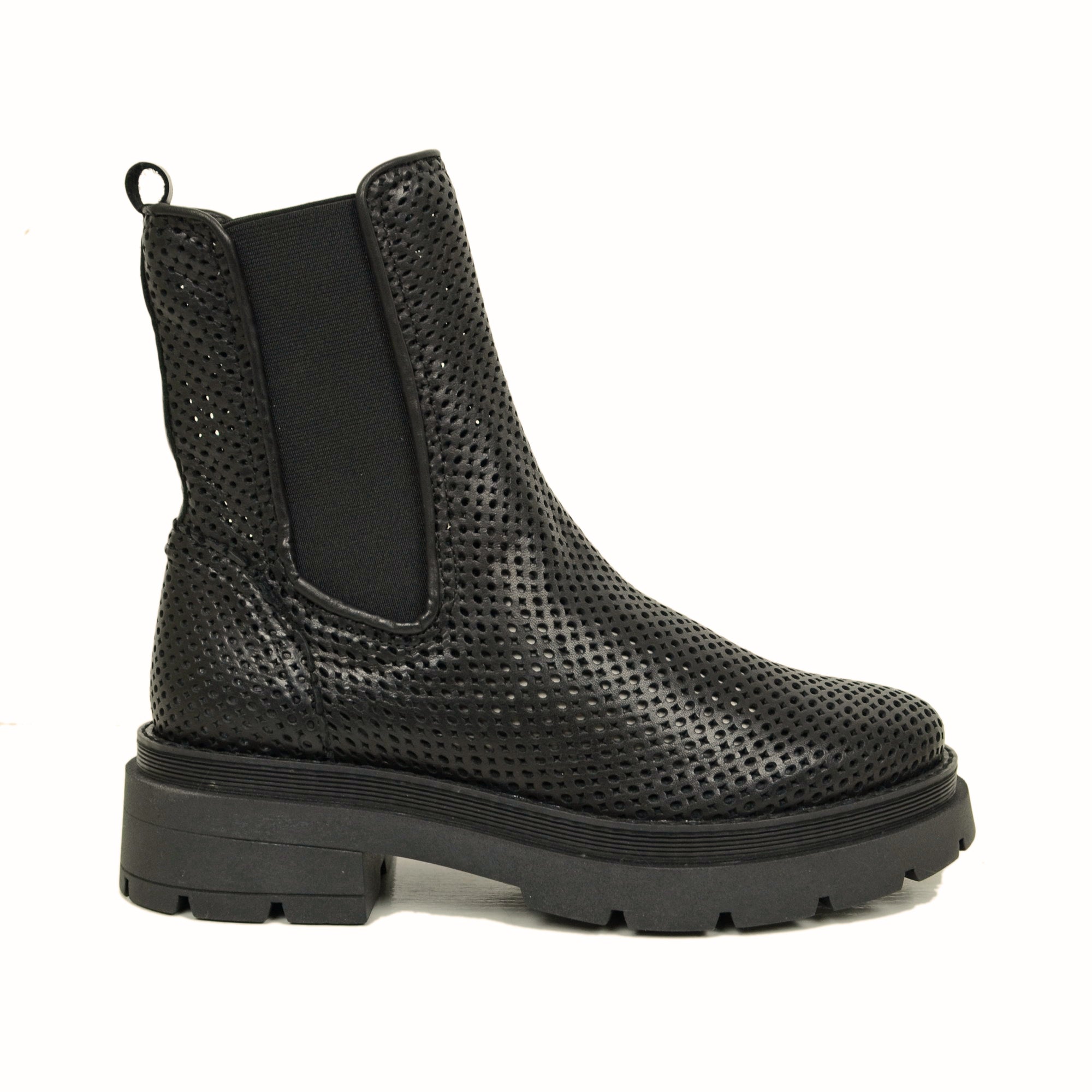 Stivaletti Beatles Donna Traforati Neri Made in Italy