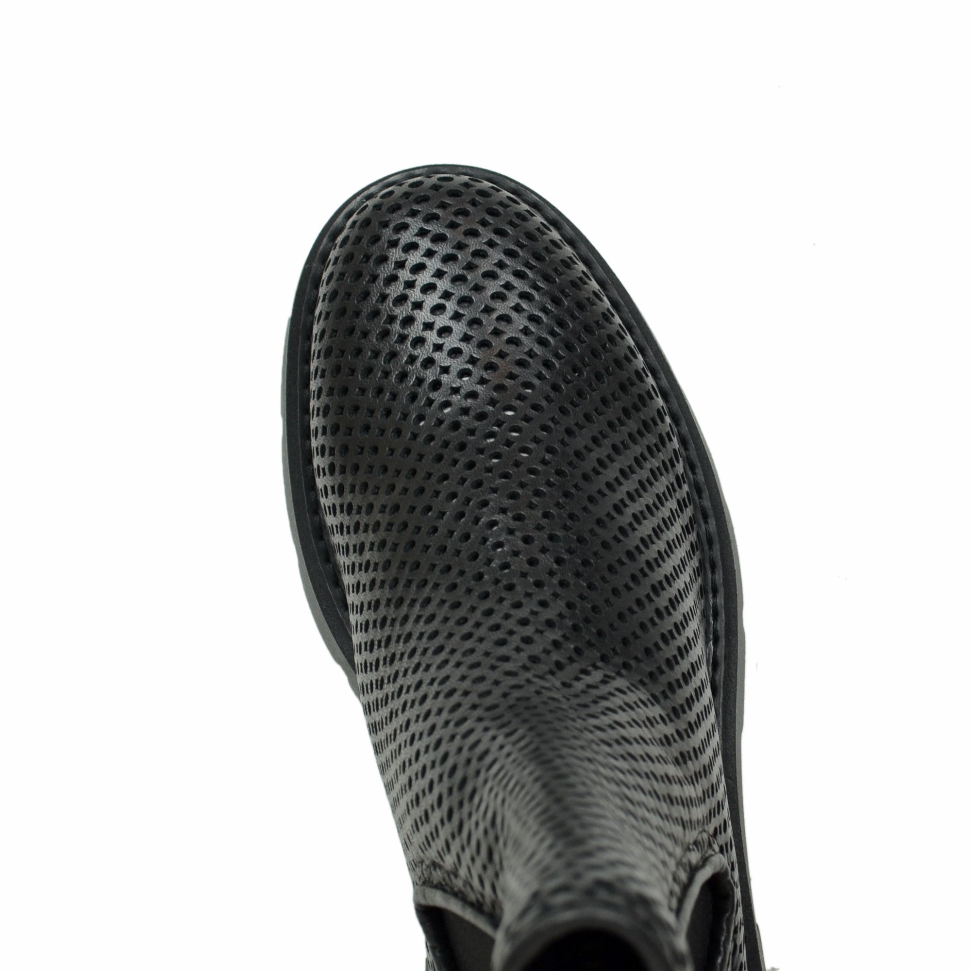 Stivaletti Beatles Donna Traforati Neri Made in Italy