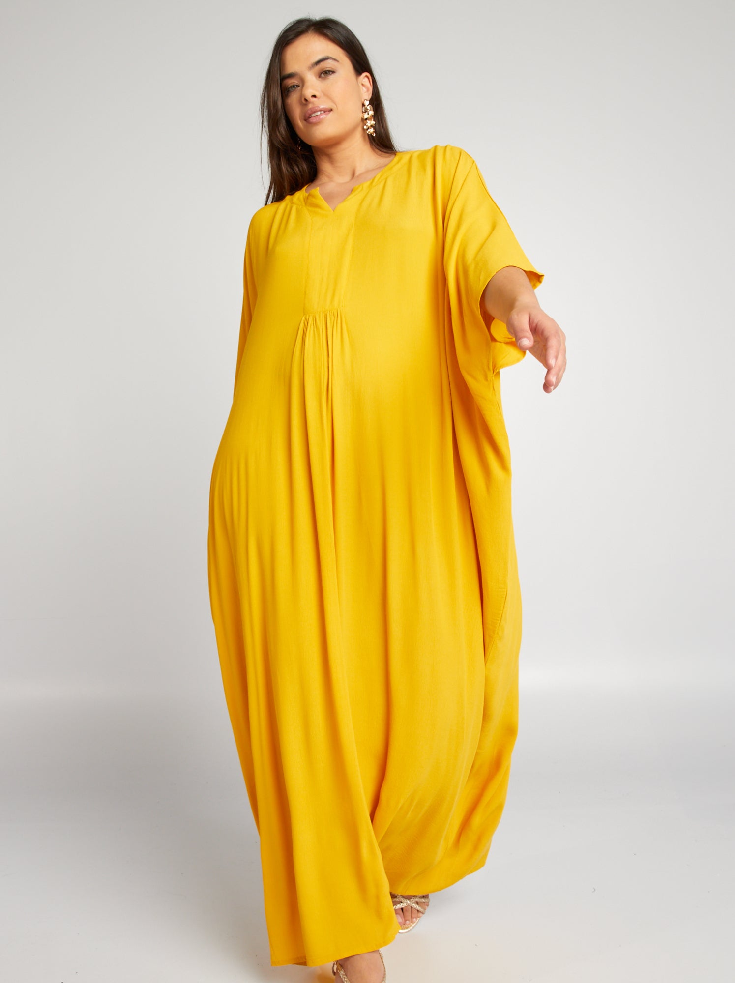 Vestito lungo tipo gellaba - GIALLO