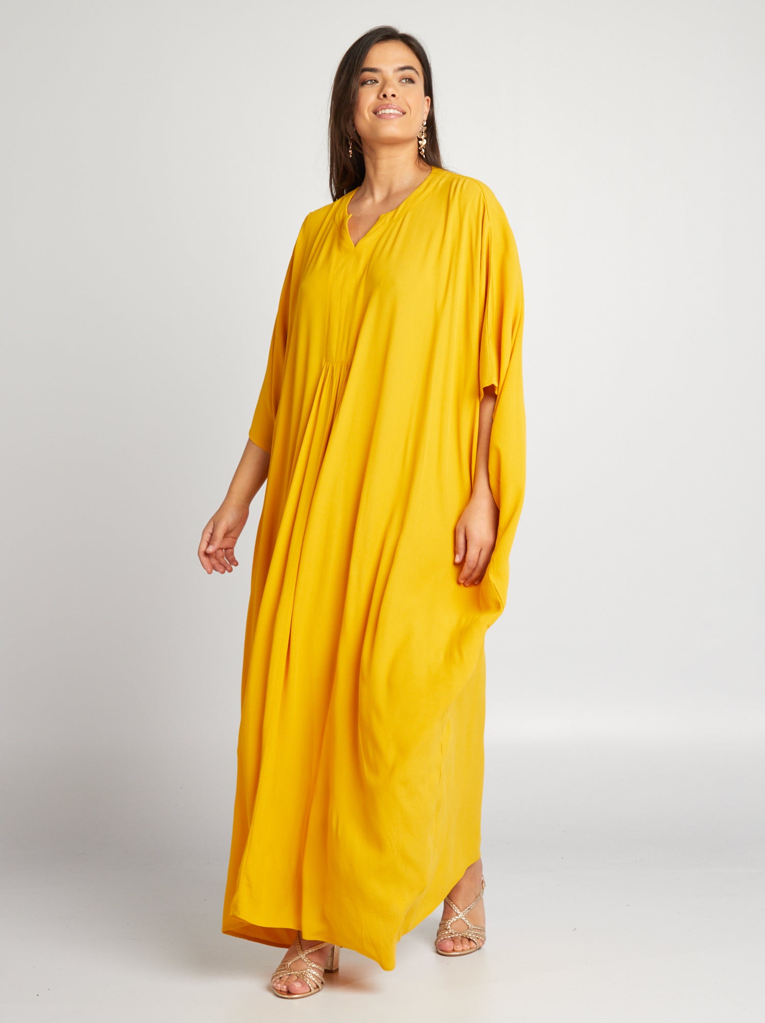 Vestito lungo tipo gellaba - GIALLO